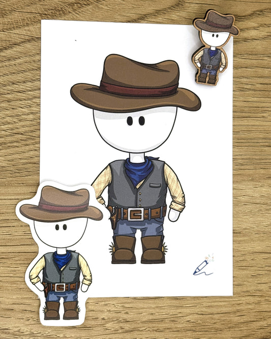 Cowboy A6 Art Print