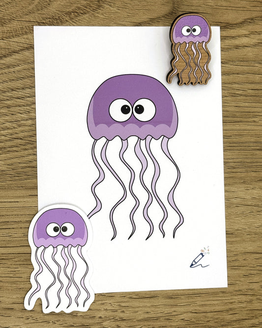 Jellyfish Wooden Pin