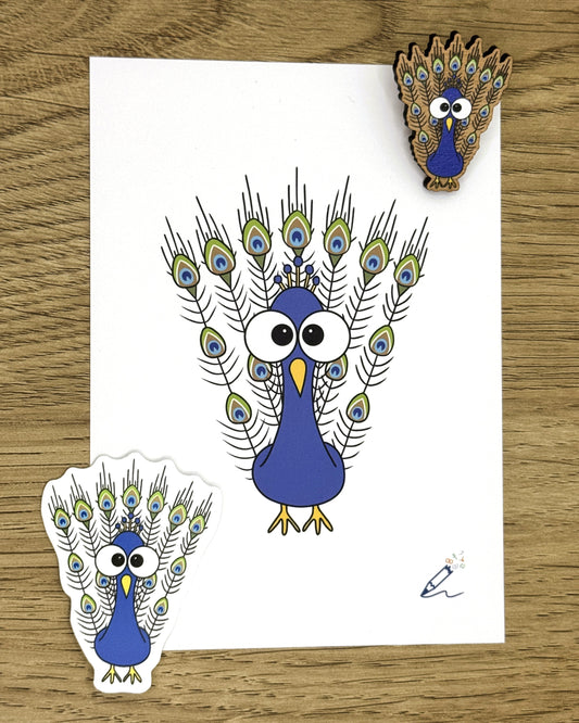 Peacock Wooden Pin